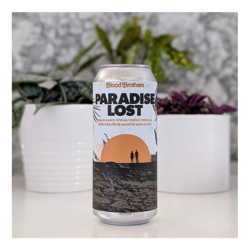 Paradise Lost - Non-Alcoholic Peach Mango Sour Ale by Blood Brothers Brewing, beer label