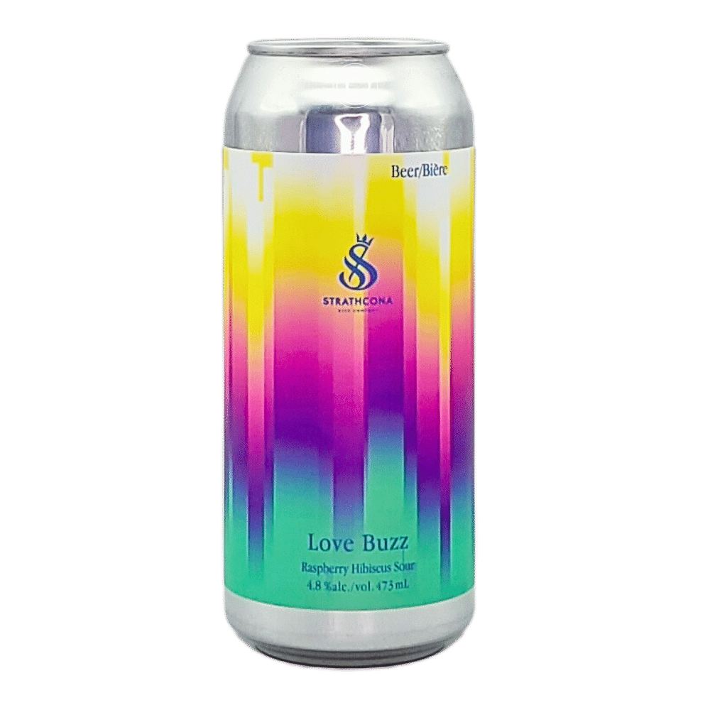 Love Buzz: Raspberry Hibiscus Sour by Strathcona Beer Company, beer label