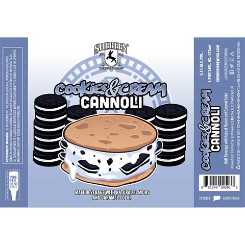 Shebeen Cookies & Cream Cannoli by RI Brewery Collective LLC, beer label