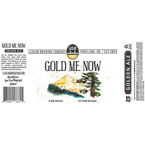 Leikam Gold Me Now Golden Ale by Leikam Brewing Company, beer label