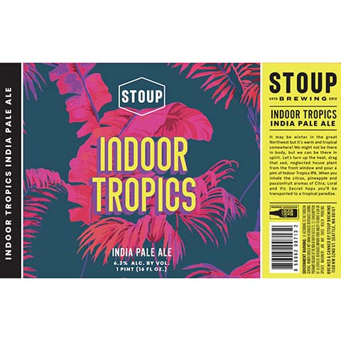 Stoup Indoor Tropics IPA by Stoup Brewing, beer label