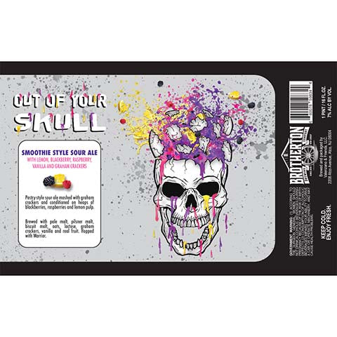 Brotherton Out Of Your Skull Sour Ale by Brotherton Brewing Company, beer label