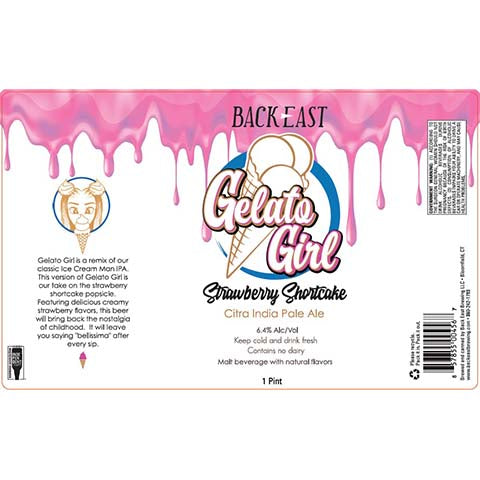 Back East Strawberry Shortcake Gelato Girl Citra IPA by Back East Brewing, beer label