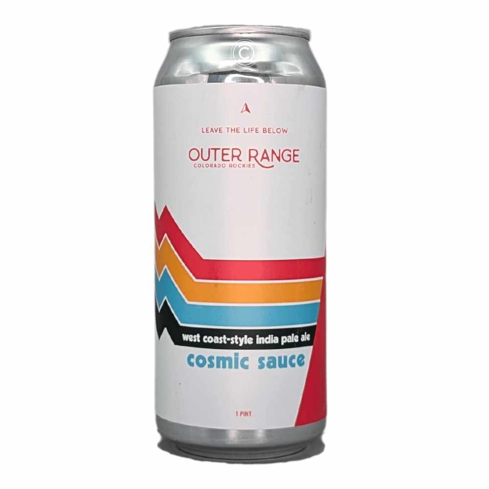 Company Cosmic Sauce West Coast IPA by Outer Range Brewing Comapny, beer label