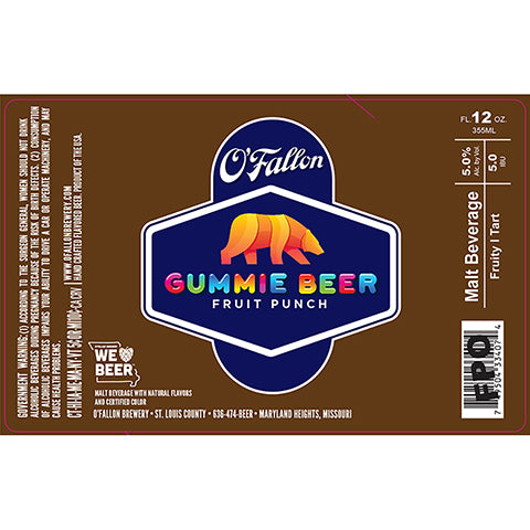 O'Fallon Gummie Beer (fruit punch) by O'Fallon Brewery, beer label