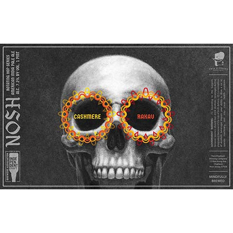 Nosh: Cashmere & Rakau American DIPA by Twin Elephant Brewing Company, beer label