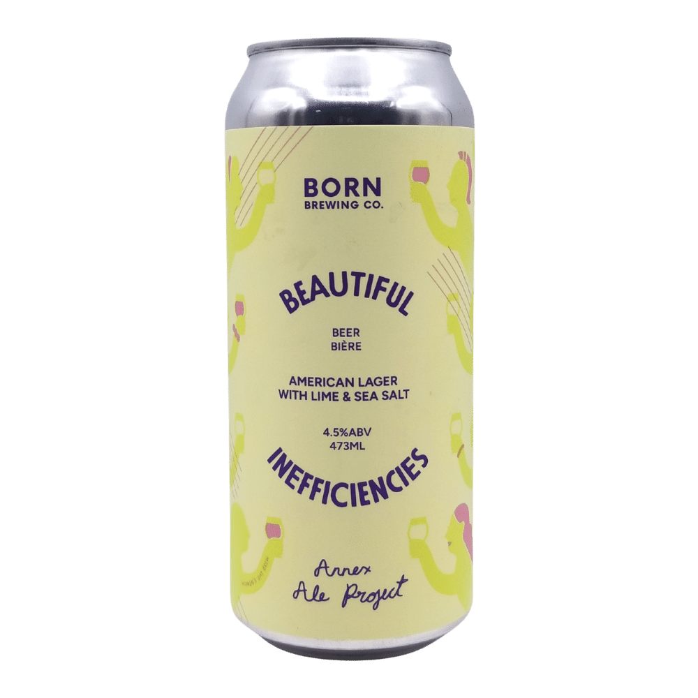 x Annex Ale Project Beautiful Inefficiencies American Lager with Lime & Sea Salt by Born Brewing Co., beer label