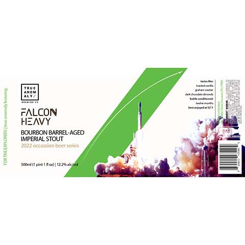 True Anomaly Falcon Heavy Imperial Stout by Falcon Heavy Brewing Co., beer label
