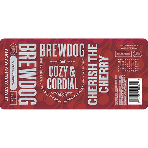 BrewDog Cozy & Cordial Stout by BrewDog, beer label