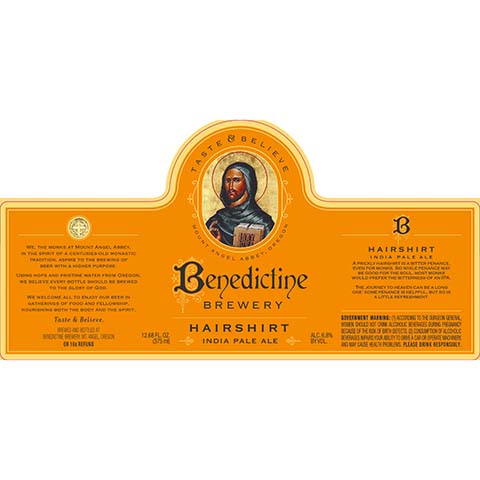 Benedictine Hairshirt IPA by Benedictine Brewery, beer label