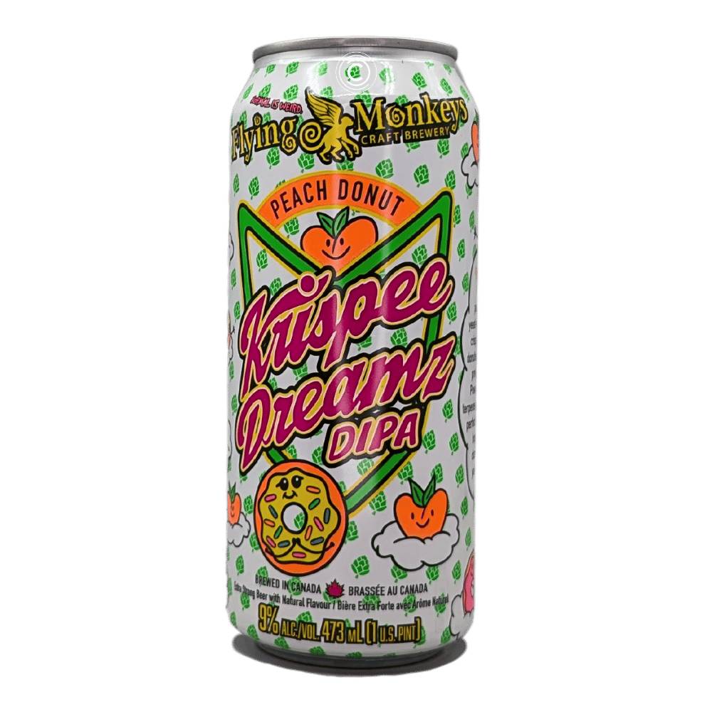 Krispee Dreamz Peach Donut Double IPA by Flying Monkeys Craft Brewery, beer label