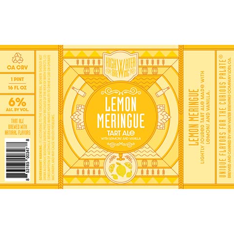 High Water Lemon Meringue Tart Ale by High Water Brewing, beer label