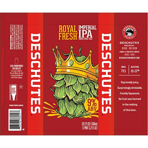 Deschutes Royal Fresh Imperial IPA by Deschutes Brewery, beer label