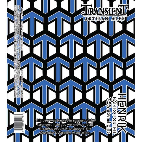 Transient Artisan Ales Henrik Baltic Porter by Transient Artisan Ales, beer label