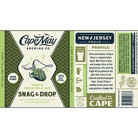 Cape May Snag & Drop TIPA by Cape May Brewing Company, beer label
