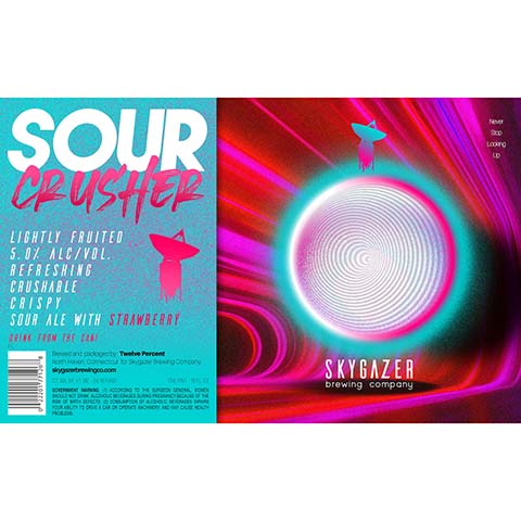 Skygazer Sour Crusher Strawberry Sour Ale by SKYGAZER Brewing Co, beer label