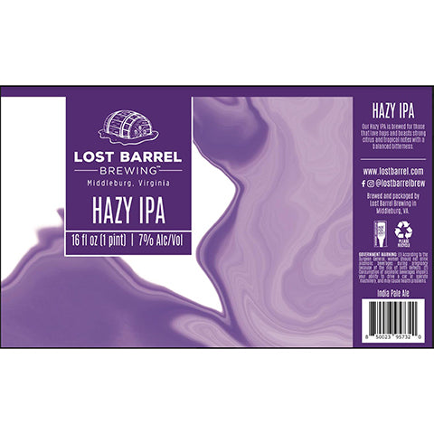 Lost Barrel Hazy IPA by Lost Barrel Brewing, beer label