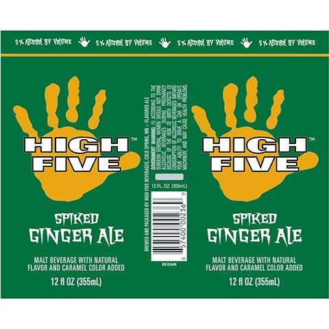 High Five Spiked Ginger Ale by High Five Beverages, beer label