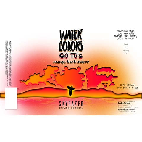 Skygazer Watercolors Go To's Mango Tart Cherry Smoothie Sour Ale by SKYGAZER Brewing Co, beer label
