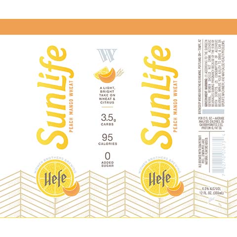 Widmer Brothers SunLife Peach Mango Wheat Ale by Widmer Brothers Brewing, beer label