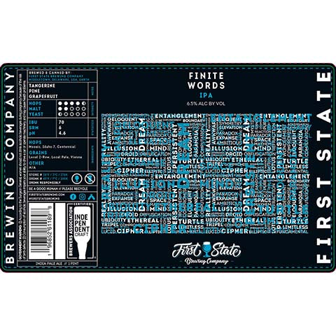 First State Finite Words IPA by First State Brewing company, beer label