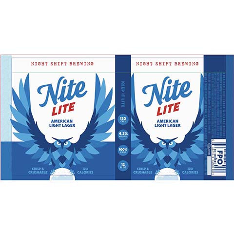 Night Shift Nite Lite American Lager by Night Shift Brewing, beer label