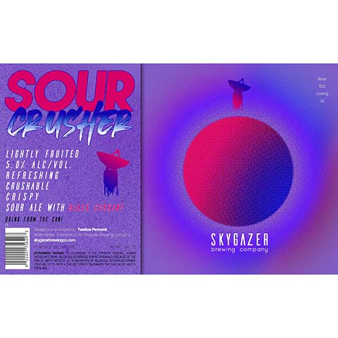 Skygazer Sour Crusher Black Currant Sour Ale by SKYGAZER Brewing Co, beer label