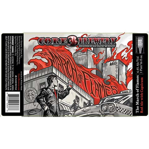 Core3 The March Of Flames Red Ale by Core3 Brewery, beer label