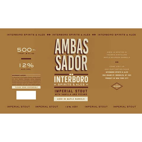 Interboro Ambassador Imperial Stout (Vanilla and Pecans) by Interboro Spirits And Ales, beer label