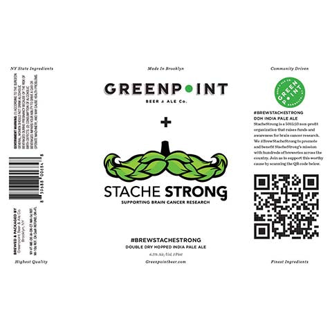 Greenpoint Stache Strong DDH IPA by Greenpoint Beer & Ale Co., beer label