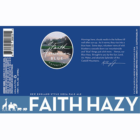 Faith American Blue Catskills New England IPA by Faith American Brewing Co., beer label