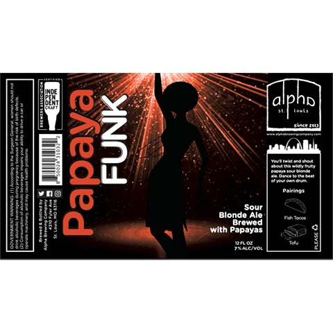 Alpha Papaya Funk Sour Blonde Ale by Alpha Brewing Co., beer label