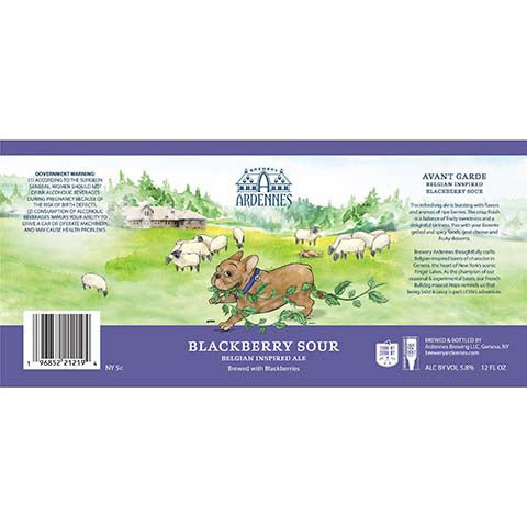 Ardennes Blackberry Sour Belgian Ale by Ardennes Brewing LLC, beer label