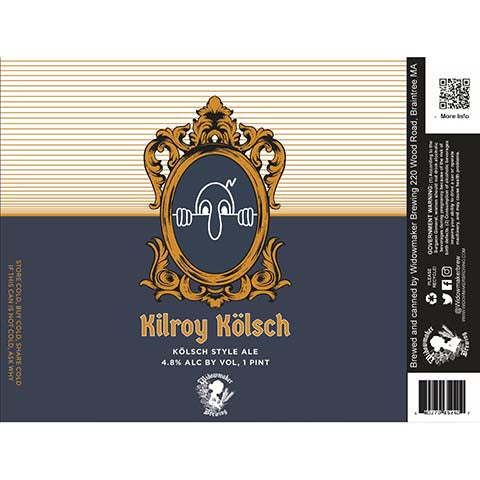 Widowmaker Kilroy Kolsch Style Ale by Widowmaker Brewing, beer label