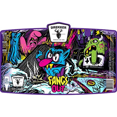 Drekker Fangs Out IPA by Drekker Brewing Company, beer label