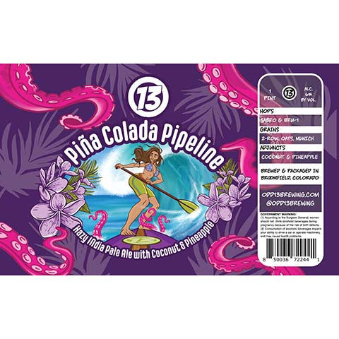 Odd13 Pina Colada Pipeline Hazy IPA by Odd13 Brewing, beer label