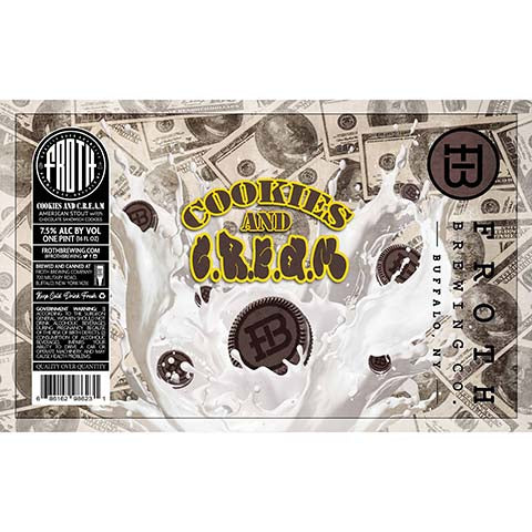 Froth Cookies and C.R.E.A.M Stout by Froth Craft Brewery, beer label