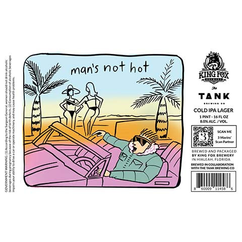 King Fox Man's Not Hot Cold IPA Lager by King fox Brewery, beer label