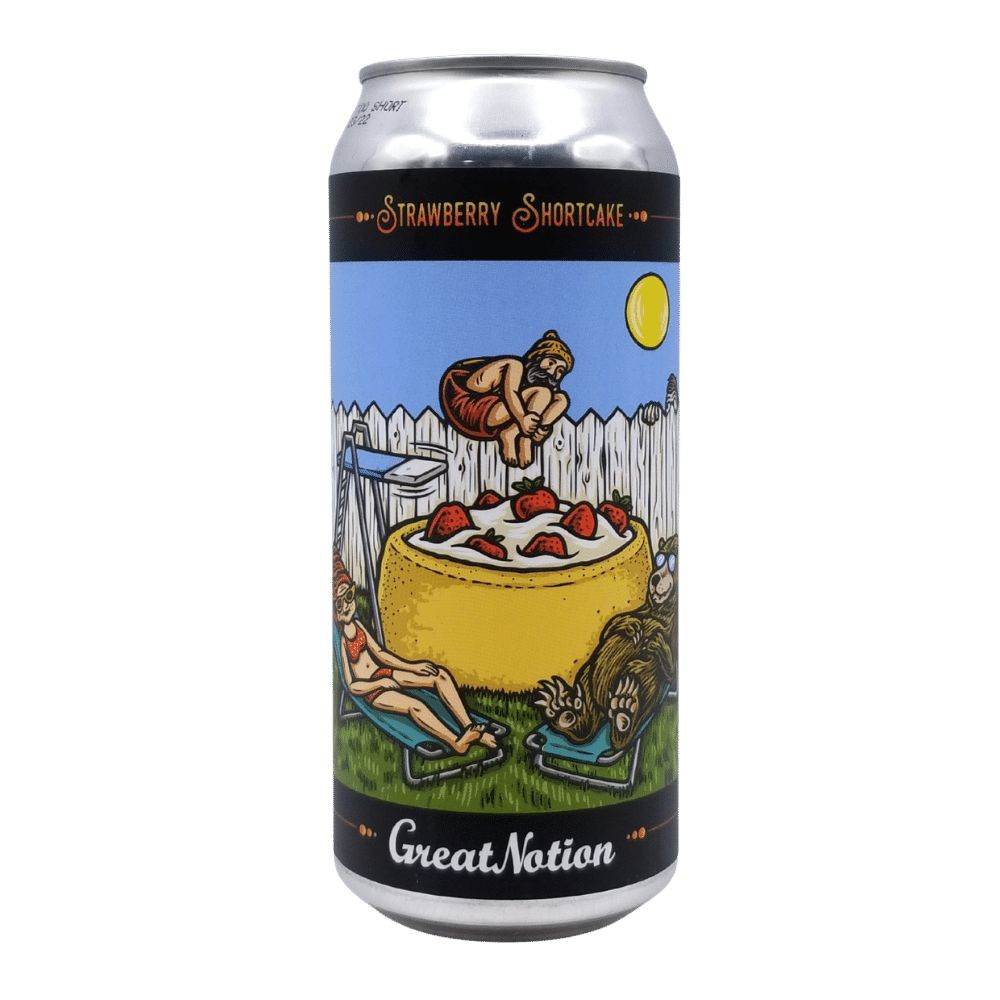 Brewing Strawberry Shortcake Sour by Great Notion Brewing, beer label