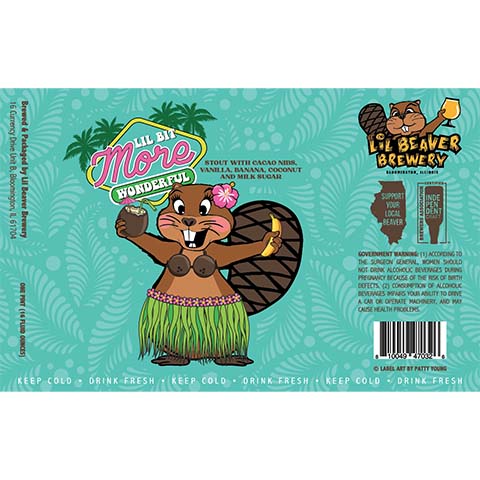 Lil Beaver Lil Bit More Wonderful Stout by Lil Beaver Brewery, beer label