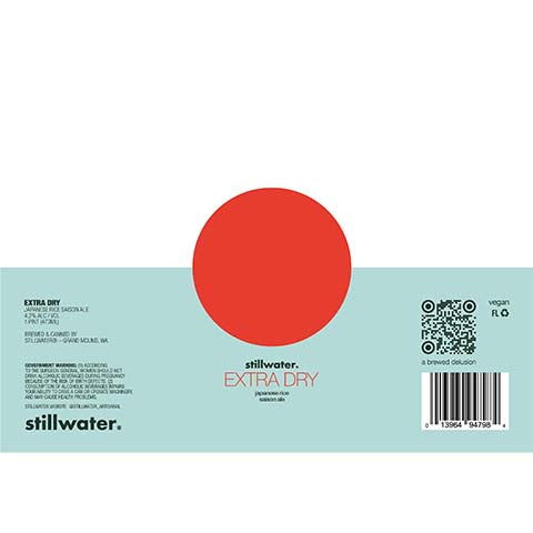 Stillwater Extra Dry Japanese Rice Saison Ale by Stillwater Artisanal Ales, beer label