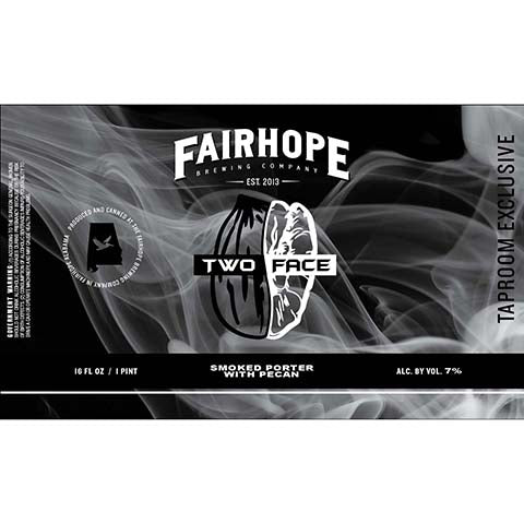 Fairhope Two Face smoked Porter by Fairhope Brewing Co, beer label
