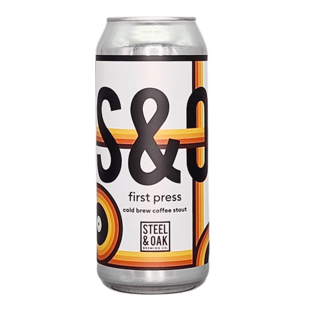 First Press Cold Brew Coffee Stout by Steel & Oak Brewing Co., beer label