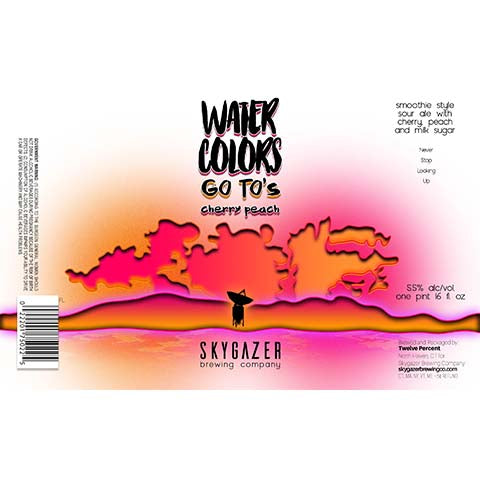 Skygazer Watercolors Go To's Cherry Peach Smoothie Sour Ale by SKYGAZER Brewing Co, beer label