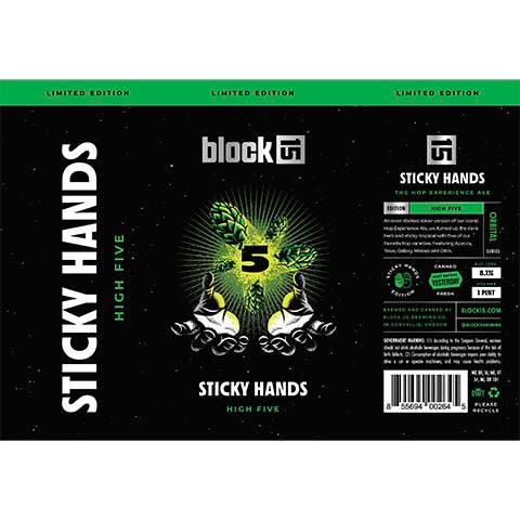 Block 15 Sticky Hands High Five by Block 15, beer label