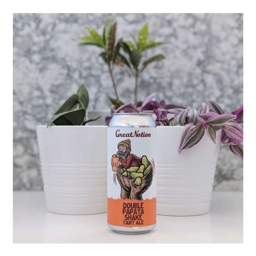 Brewing Double Papaya Shake Papaya Passionfruit Vanilla Imperial Sour by Great Notion Brewing, beer label