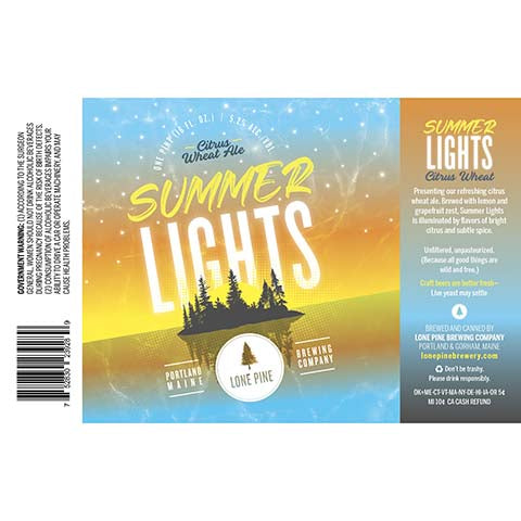 Lone Pine Summer Lights Citrus Wheat Ale by Lone Pine Brewing Company, beer label