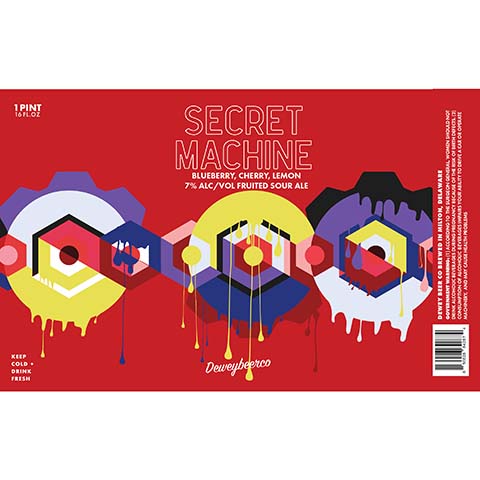 Dewey Beer Secret Machine (Blueberry, Cherry. Lemon) by Dewey Beer Co., beer label