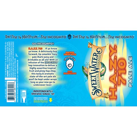 Sweetwater H.A.Z.Y. 710 Pale Ale by SweetWater Brewing Co, beer label