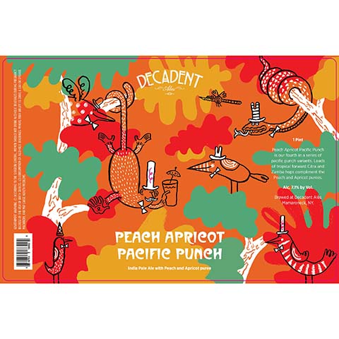 Decadent Peach Apricot Pacific Punch IPA by Decadent Ales, beer label
